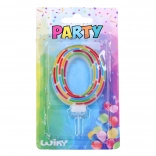 Bougie de fête chiffre 0 avec traits