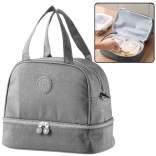 Sac déjeuner isotherme gris avec bandoulière réglable 27 cm
