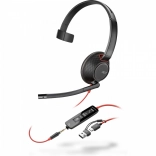 Micro-casque mono POLY Blackwire 5210 USB‑C avec jack 3,5 mm et adaptateur USB‑C/USB‑A