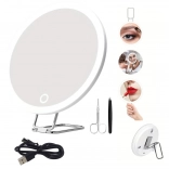 Miroir de maquillage grossissant 30× avec éclairage LED et accessoires