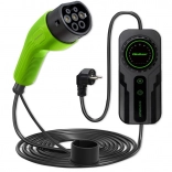 Chargeur mobile pour véhicules électriques avec régulation 2‑en‑1 type 2 | schuko | 3,5 kW | 230 V | LCD | portable | wallbox | 5 m