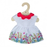 bigjigs toys robe blanche à fleurs avec col rouge pour poupée 38 cm