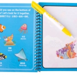 Livre de coloriage à l’eau avec pinceau – animaux marins, bleu