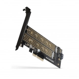 Adaptateur PCIe x4 interne pour 2× M.2 – NVMe M‑key + SATA B‑key, équerre pleine et équerre low profile
