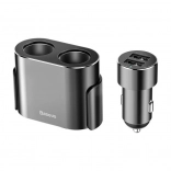Baseus double prise allume-cigare avec chargeur 2x USB 3,1 A, 100 W – noir