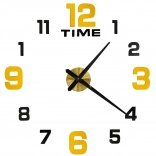 Horloge murale autocollante DIY 100–120 cm, noir‑or, 12 chiffres