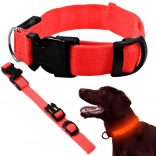 collier lumineux LED pour chiens et chats, réglable 36–59 cm, rouge