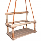 Balançoire en bois avec barreaux de sécurité pour enfants