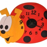 DoDo horloge murale en bois pour enfants coccinelle