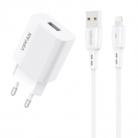 Chargeur mural Vipfan 1x USB 2,4A et câble Lightning blanc