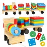 Petit train en bois avec blocs de construction et trieur 30 cm