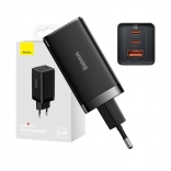 Chargeur mural Baseus GaN5 Pro 65 W, 2× USB‑C + USB (noir)