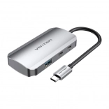 Station d’accueil USB‑C Vention avec 3× USB 3.0 et PD 100 W, 0,15 m, gris