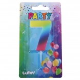 Bougie de fête chiffre 7 arc-en-ciel