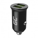 chargeur auto GREENCELL PowerRide Nano 36 W, 2× USB-A, charge rapide Ultra Charge
