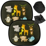 Pare-soleil statique pour vitre de voiture avec animaux, lot de 2