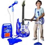 Guitare électrique pour enfants avec microphone et amplificateur – ensemble bleu