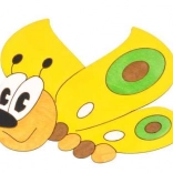 Décoration murale en bois moyenne papillon jaune