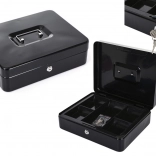 Caisse métallique à deux niveaux avec séparateurs et deux clés noire