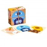 Lucy & Leo cubes d’images en bois Animaux et leurs gourmandises (4 cubes)