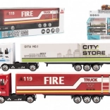 Camion avec remorque – cabine en métal, roue libre, 19 cm