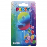 Bougie de fête numéro 9 Arc-en-ciel