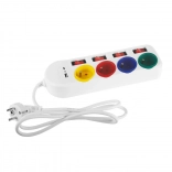 Rallonge Maclean avec USB A/C et interrupteurs individuels