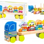 Camion en bois avec voitures - puzzle 12 pièces