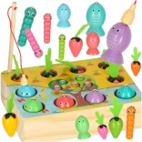 Jeu Montessori en bois – pêche magnétique, vers et petites carottes