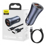 Chargeur de voiture Baseus avec USB double et câble USB-C