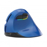 Souris verticale sans fil Delux M618 Mini avec RGB, BT et 2,4 GHz (bleu)