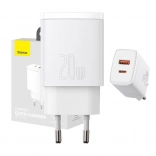 Baseus chargeur secteur rapide 20 W avec USB‑C et USB (noir)