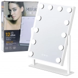 Miroir Hollywood avec éclairage LED, 12 ampoules, 3 modes, blanc