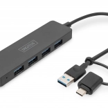 Concentrateur USB SlimLine 4 ports avec adaptateur USB-C