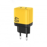 Chargeur secteur 2x USB-C Super Fast Charger GaN 40W jaune