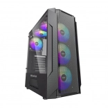 Boîtier PC Darkflash LEO noir avec panneau en verre et éclairage RGB