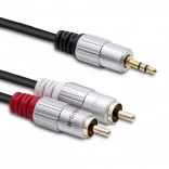 Câble audio 2x RCA vers mini‑jack 3,5 mm, 3 m, noir