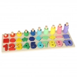 Trieur éducatif en bois et abaque 2-en-1 Montessori 13 × 36 cm