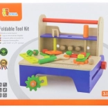 Set de vissage en bois avec outils et établi pliable