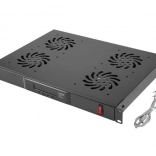 Panneau de ventilation horizontal 1U avec LCD et thermostat pour rack 19", 4 ventilateurs, 230 V, noir