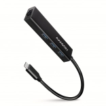 AXAGON HMC-GL3A hub USB-C multiports 4‑en‑1 avec GLAN 5 Gb/s, câble 20 cm