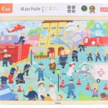 Puzzle en bois pompiers 48 pièces avec cadre