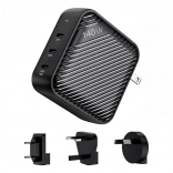 Chargeur mural INVZI GanHub 3x USB‑C, 140 W avec adaptateurs de voyage