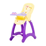 Chaise haute pour poupées – jaune-violet