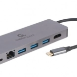Hub USB‑C avec HDMI (UHD 4K), LAN Gigabit, 2× USB‑A, SD/microSD et PD 100 W – CABLEXPERT