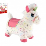 Cheval sauteur en peluche licorne avec son, blanc à étoiles