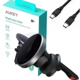 Support magnétique de voiture avec charge sans fil 15 W AUKEY Qi2 (noir)