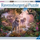 Puzzle 1000 pièces Ravensburger – famille de loups en été