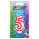 Bougie de fête chiffre 5 rouge