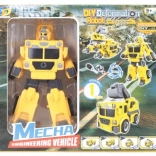 Robot à visser pliable jaune 2-en-1 – camion avec pelleteuse